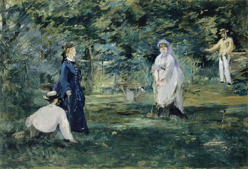 Edouard Manet A Game of Croquet Norge oil painting art